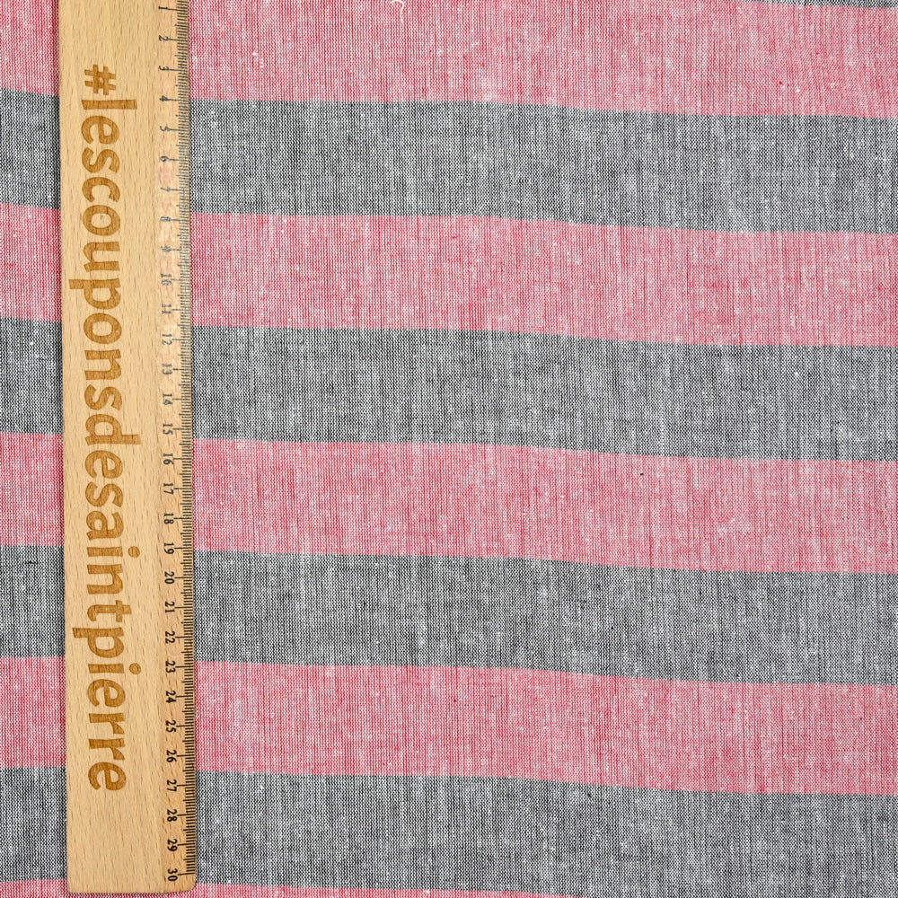Coton rayé noir et rouge - Image 3