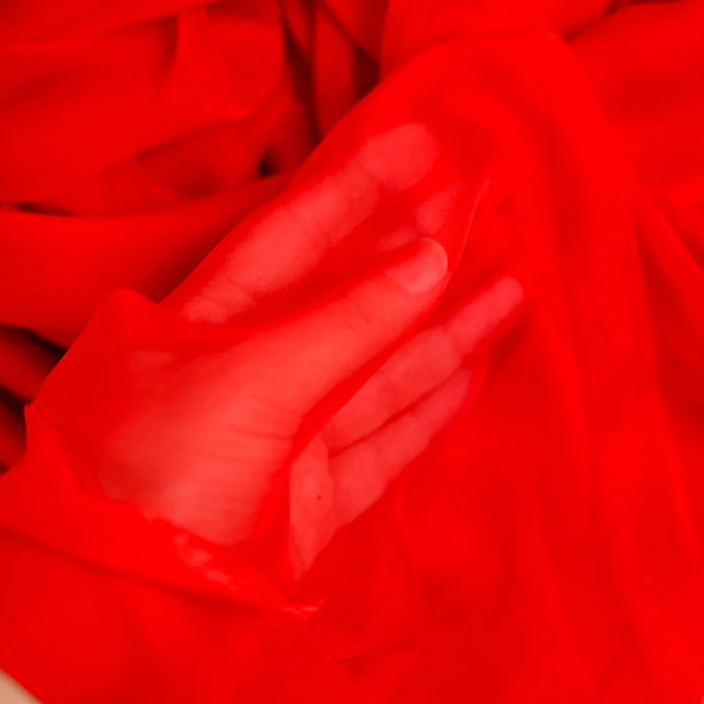 Mousseline 100% soie rouge - Image 5
